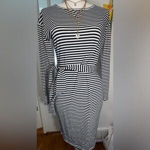 Chic Striped Long Sleeve Dress